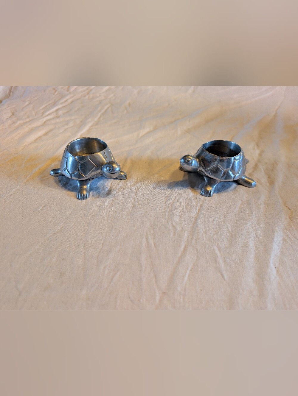 2/40$ Vintage Silver Turtle candle Holders - Set of 2